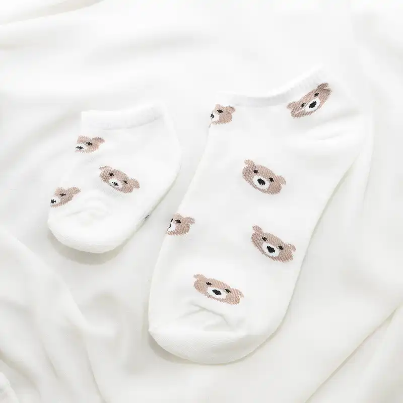 جوراب بچگانه مدل ست مادر و فرزندی طرح خرس تدی کد 290