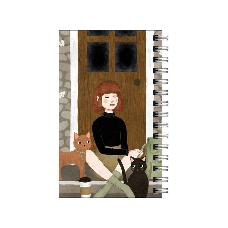دفترچه یادداشت مدل to do list طرح دختر،گربه، انتظار کد 2872224