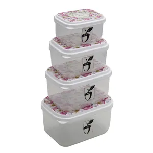 ظرف نگهدارنده مدل بلوط طرح گل کد YP-MOSTATIL-04 مجموعه 4 عددی