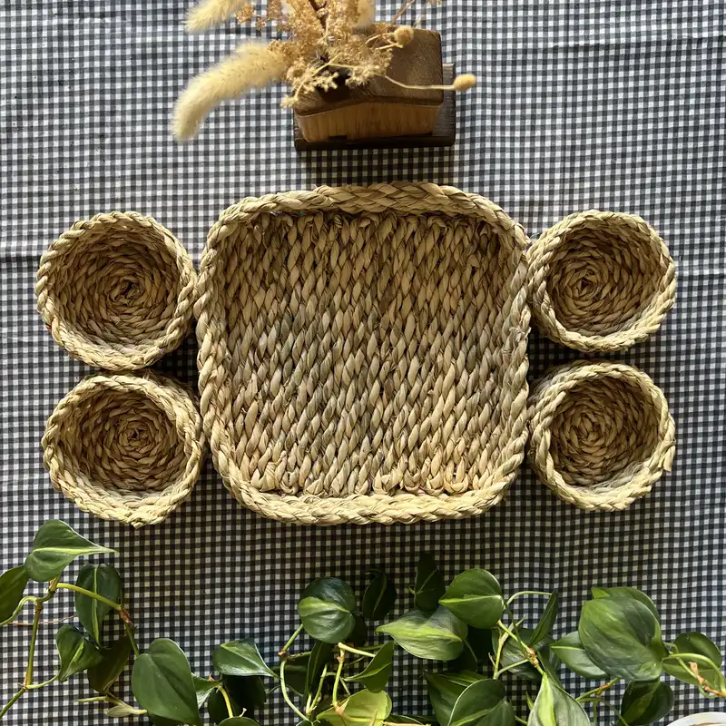 ست 5 تکه اردوخوری حصیری مدل نیکان