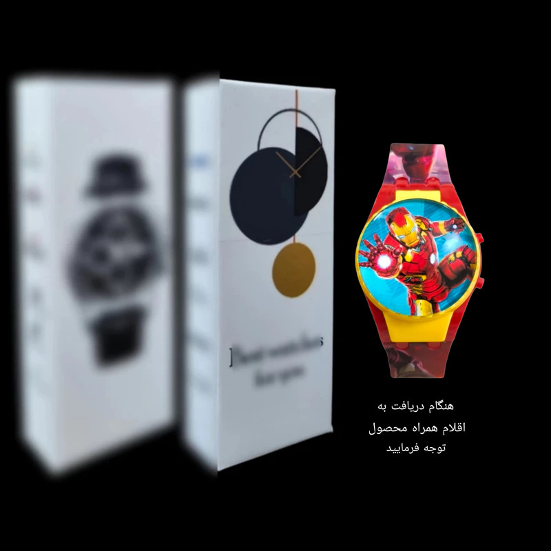 ساعت مچی دیجیتال پسرانه مدل بند سیلیکونی قاب چرخان طرح مرد آهنی ساعت مچی دیجیتال پسرانه مدل بند سیلیکونی قاب چرخان طرح مرد آهنی