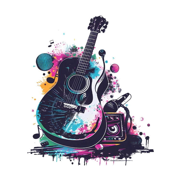 استیکر پارچه و لباس پاد آفرین مدل موزیک طرح گیتار کد S3856