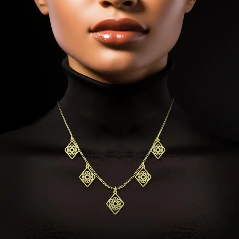 گردنبند طلا 18 عیار زنانه مدوپد مدل گل کد RNA11540