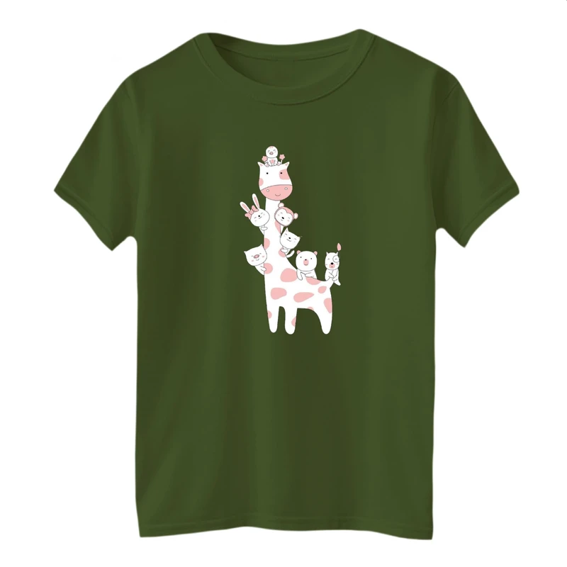 تی شرت آستین کوتاه بچگانه مدل زرافه بامزه