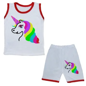 ست تاپ و شلوارک بچگانه مدل یونیکورن کد pms.119