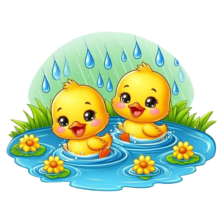 استیکر پارچه و لباس پاد آفرین مدل جوجه ها زیر بارون کد DKST524