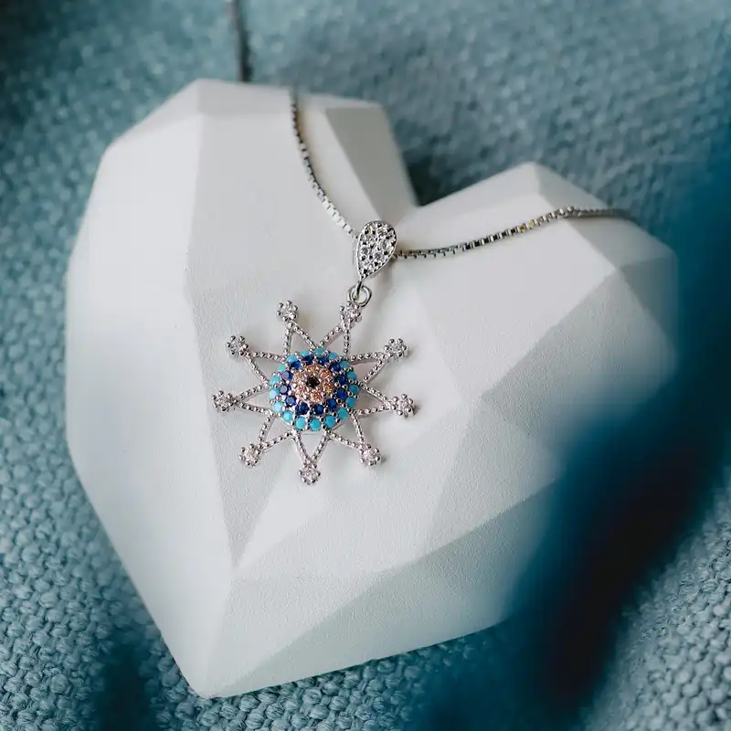 آویز گردنبند نقره زنانه جی تی ای مدل چشم نظر