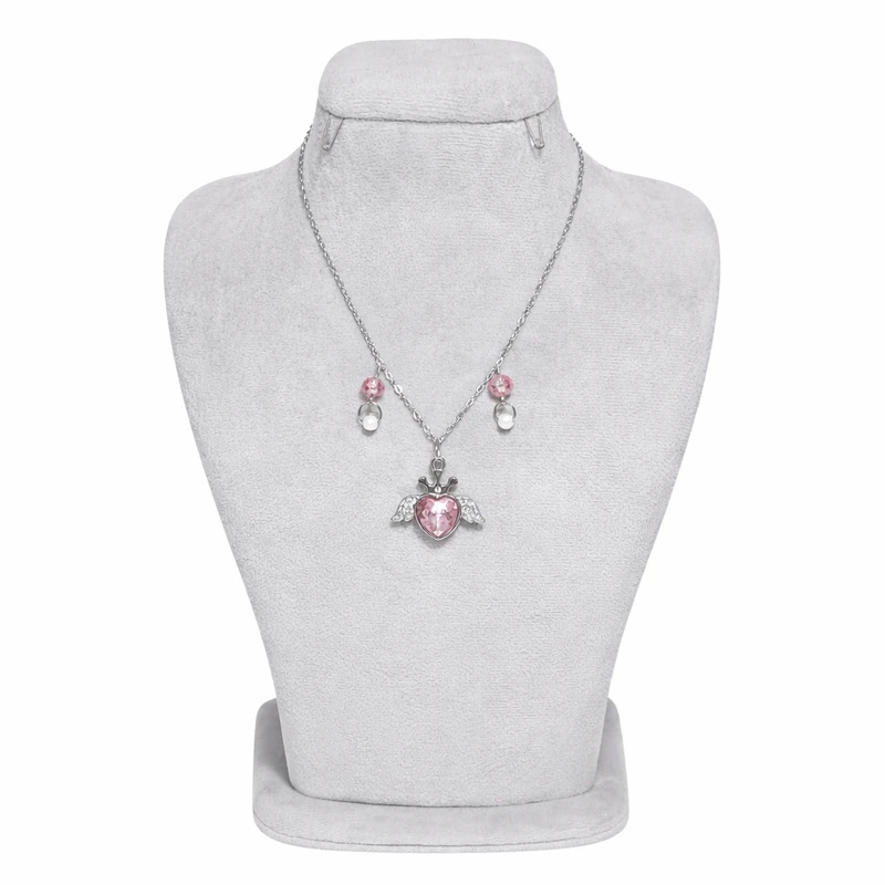 گردنبند دخترانه مدل قلب بالدار تاجی