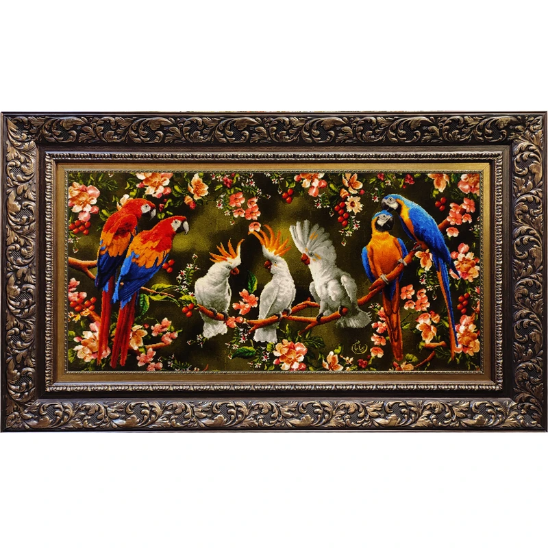 تابلو فرش دستبافت طرح باغ پرندگان مدل RAR112