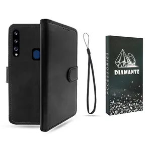 کیف کلاسوری دیامانته مدل Kiif_Bk مناسب برای گوشی موبایل سامسونگ Galaxy A20s به همراه بند آویز