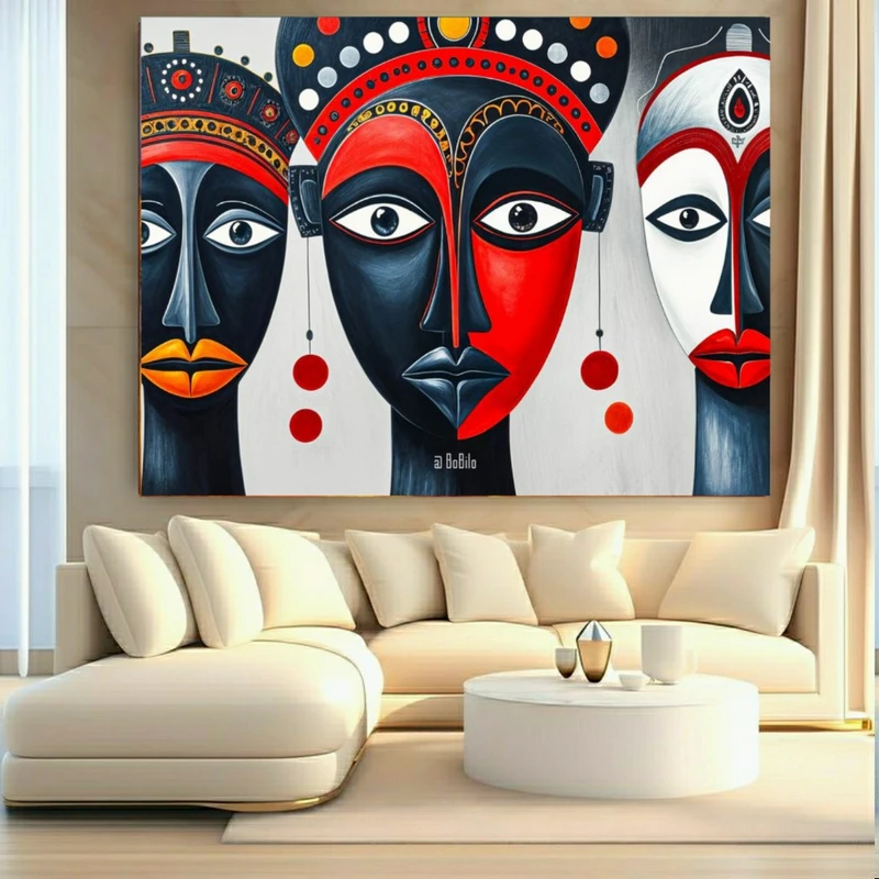 تابلو بوم طرح مخمل قبیله ای مدل آفریقایی کد BK24752