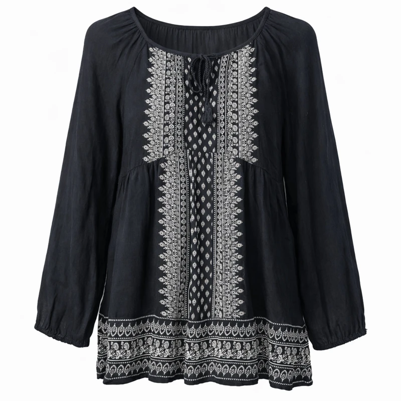 بلوز آستین بلند یقه گرد زنانه مدل 2021