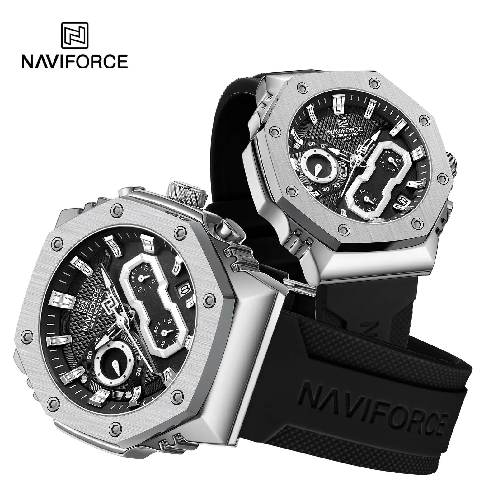 ست ساعت مچی عقربه ای زنانه و مردانه نیوی فورس مدل NF8035SBW -  - 3