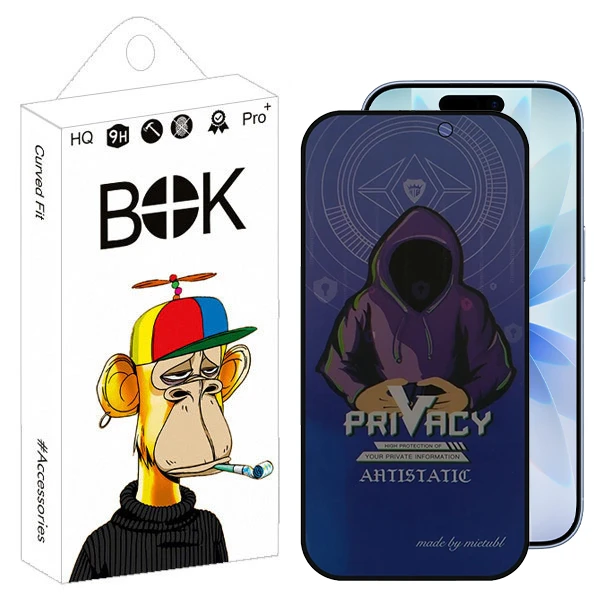 محافظ صفحه نمایش حریم شخصی بوک مدل Antistatic Crystal مناسب برای گوشی موبایل اپل iPhone 17 pro 