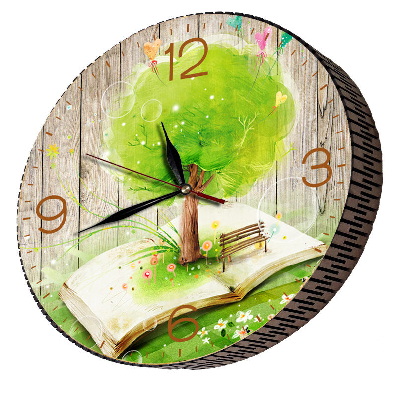 ساعت دیواری مدل درخت و کتاب