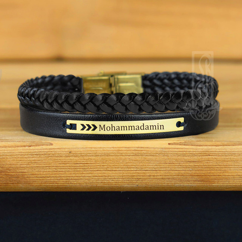 دستبند طلا 18 عیار مردانه لیردا مدل اسم محمدامین 202012