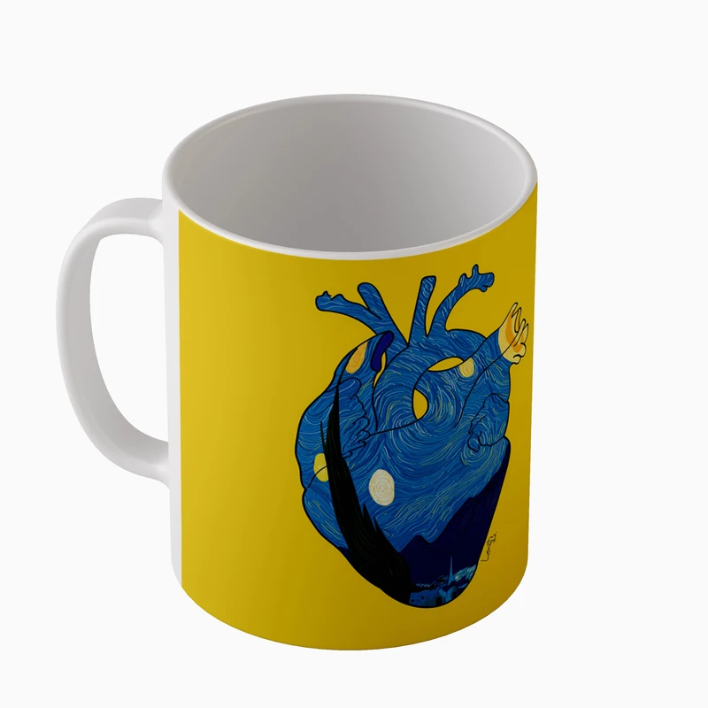 ماگ مدل MG2005 طرح قلب شب پرستاره ون گوگ