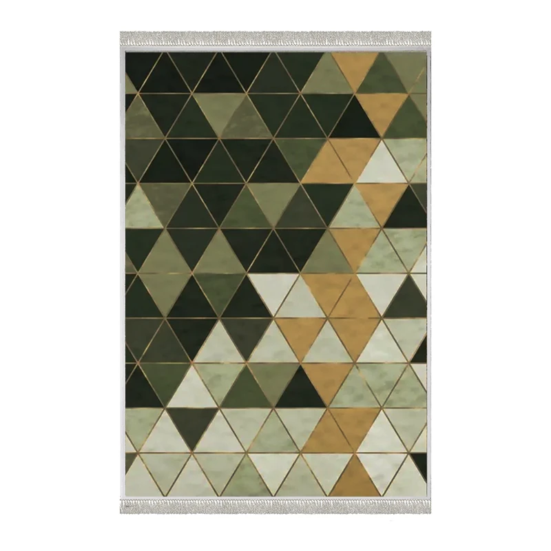 فرش ماشینی 1000 شانه هانوکس زمینه سرمه‌ای حاشیه چند رنگ مدل مدرن کد HAM.978.1