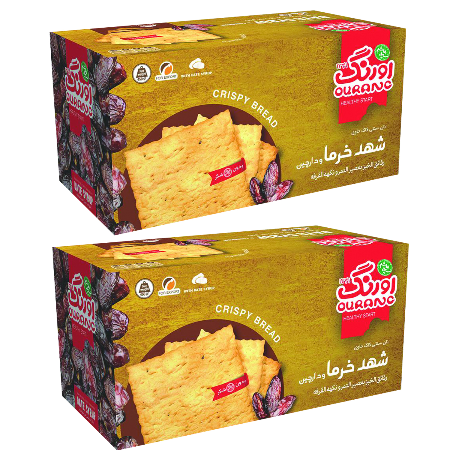 بیسکویت رژیمی بدون شکر با دانه خرما ودارچین اورنگ - 380 گرم بسته 2 عددی