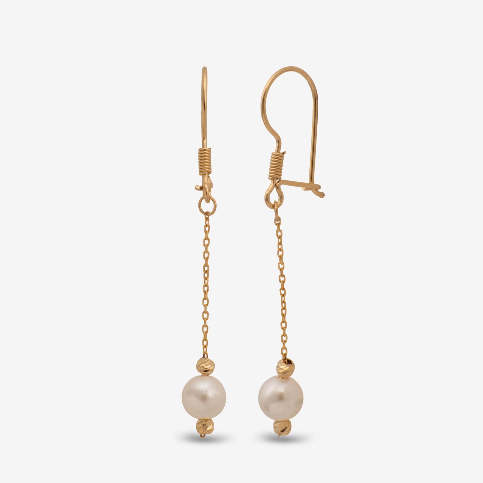 گوشواره عصایی طلا 18 عیار زنانه حافا گلد مدل مروارید کد e008 -  - 1