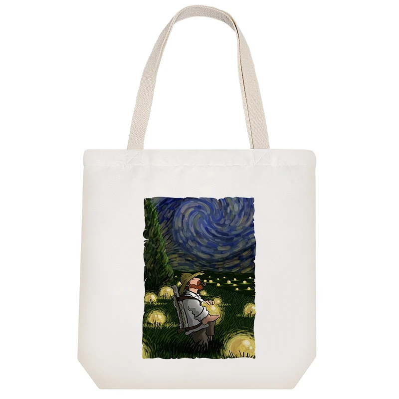 ساک خرید پارچه ای خندالو طرح شب پرستاره ونگوگ مدل توت بگ کد 7005