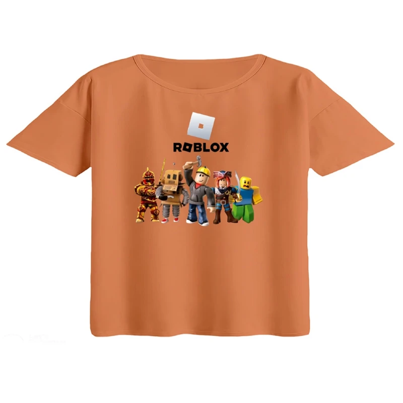 کراپ تی‌شرت آستین کوتاه زنانه مدل روبلاکس