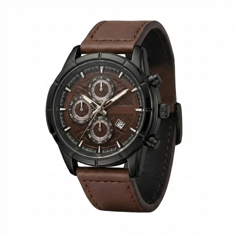 ساعت مچی عقربه‌ای کوارتز مردانه مدل اسپرت کلاسیک تک موتوره بند چرم قفل مگنتی کد M003
