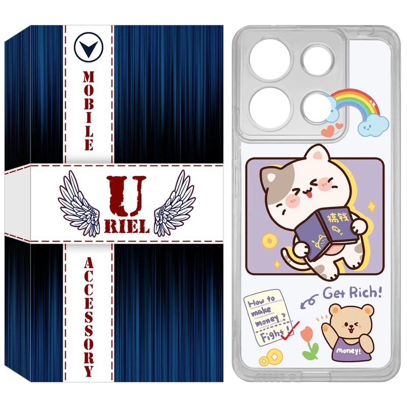 کاور یوریل مدل Clear کد 12 طرح گربه مناسب برای گوشی موبایل شیائومی Redmi Note 13 4G