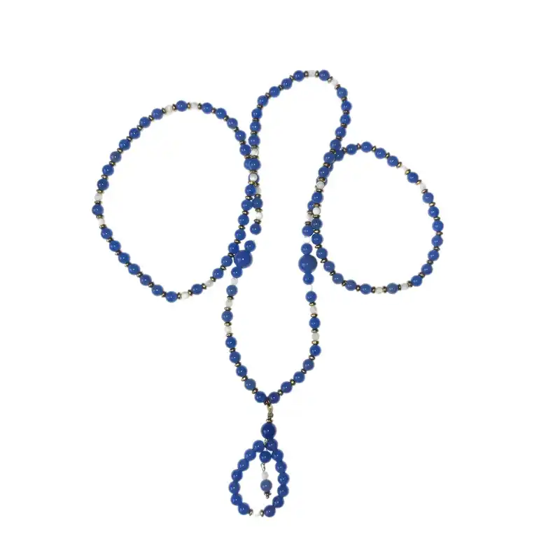 گردنبند زنانه مدل سنگ عقیق حدید و صدف کد SN-339