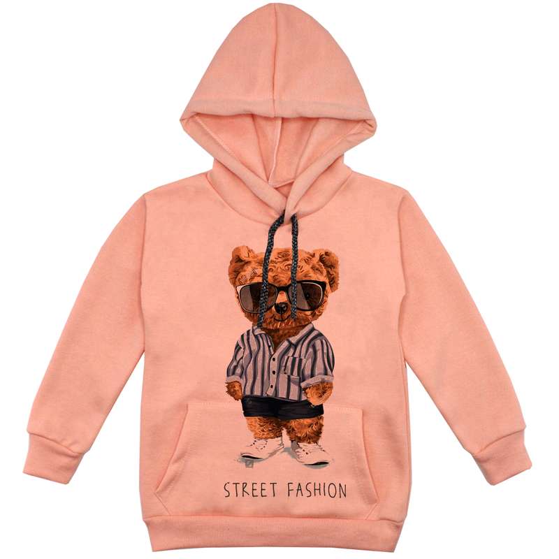 هودی پسرانه مدل خرس عینکی F227 رنگ گلبهی