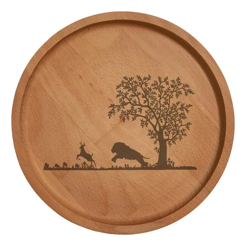 بشقاب چوبی مدل جنگل 020