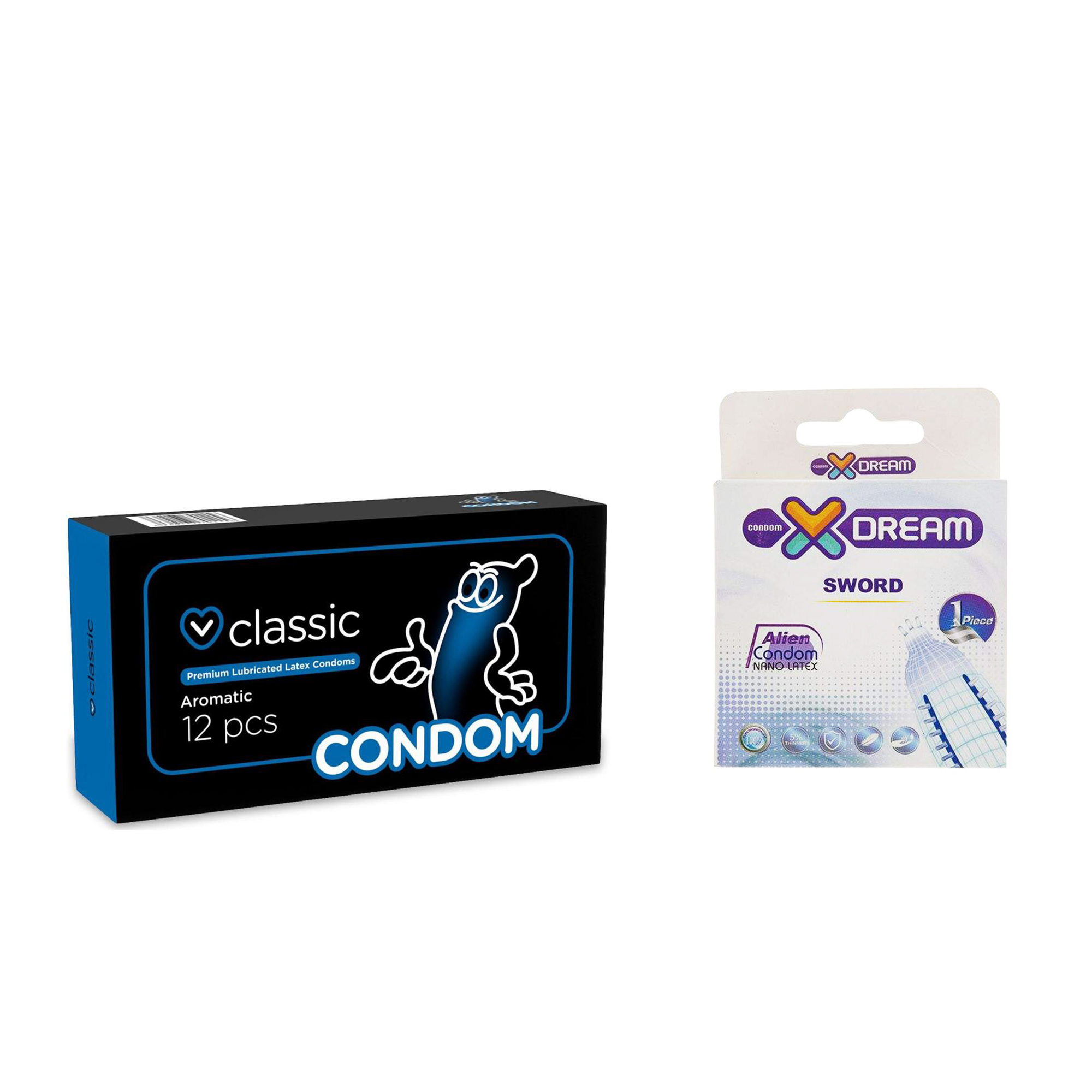 کاندوم ایکس دریم مدل Sword به همراه کاندوم کاندوم مدل Classic بسته 12 عددی