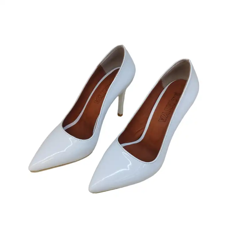 کفش زنانه مدل استلتو فرهاد ورنی رنگ سفید