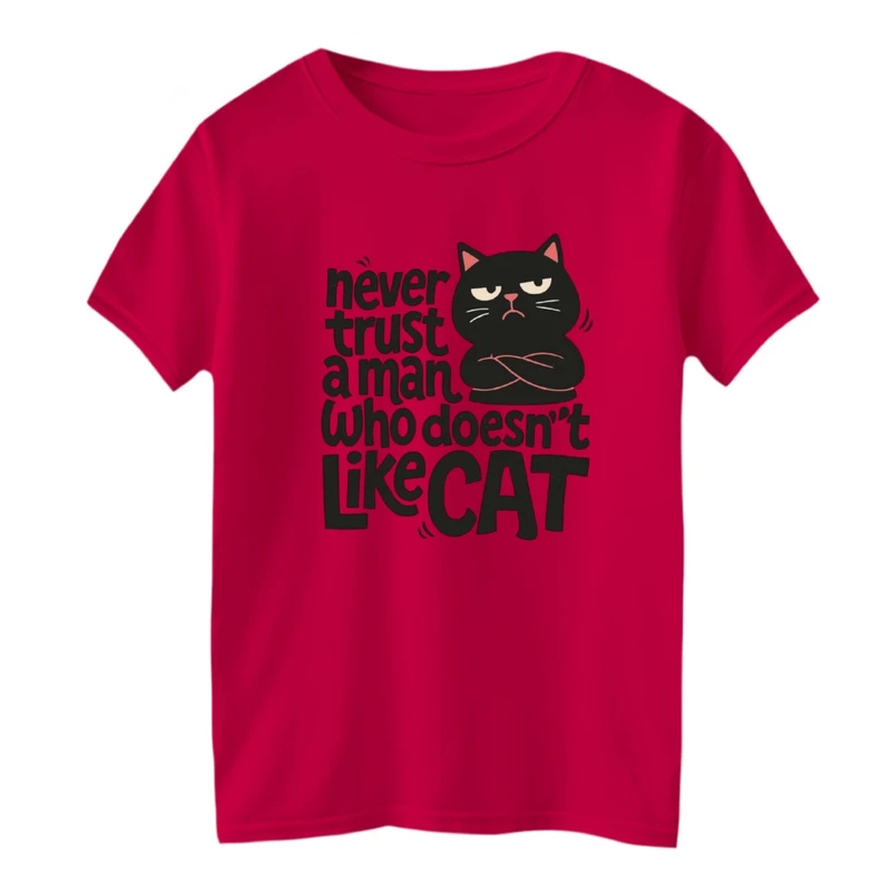 تی شرت آستین کوتاه یقه گرد بچگانه مدل گربه نوشته کد 2