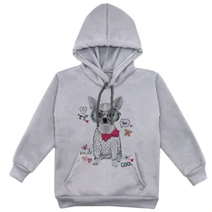 هودی دخترانه مدل سگ عینکی F120 رنگ طوسی