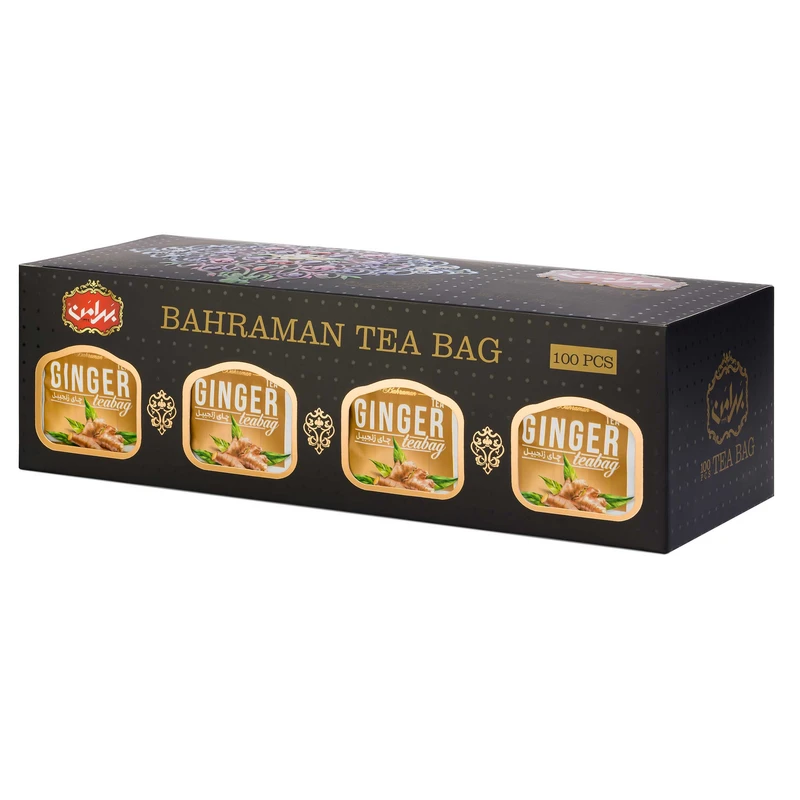 چای کیسه ای سیاه زنجبیل بهرامن بسته 100 عددی