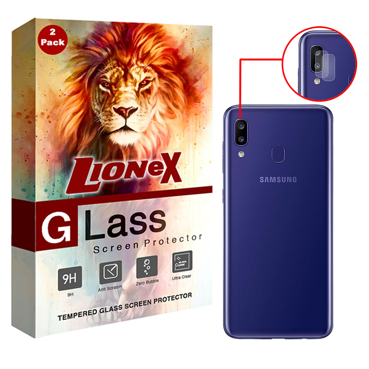 محافظ لنز دوربین لایونکس مدل UTFS مناسب برای گوشی موبایل سامسونگ Galaxy M10s بسته دو عددی