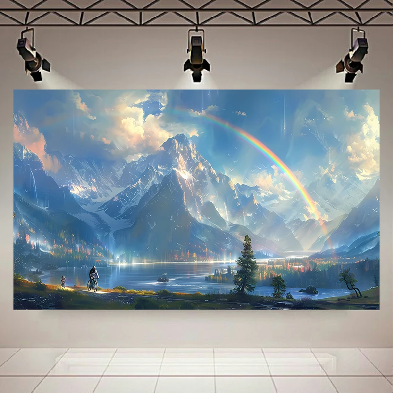 پوستر دیواری طرح کوهستان مدل رنگین کمان کد AR3058412