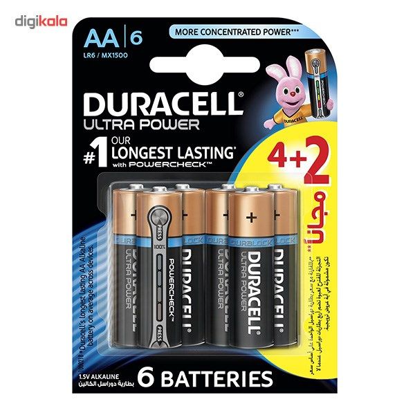 باتری قلمی دوراسل مدل Ultra Power Duralock With Power Check بسته 2 + 4 عددی main 1 1