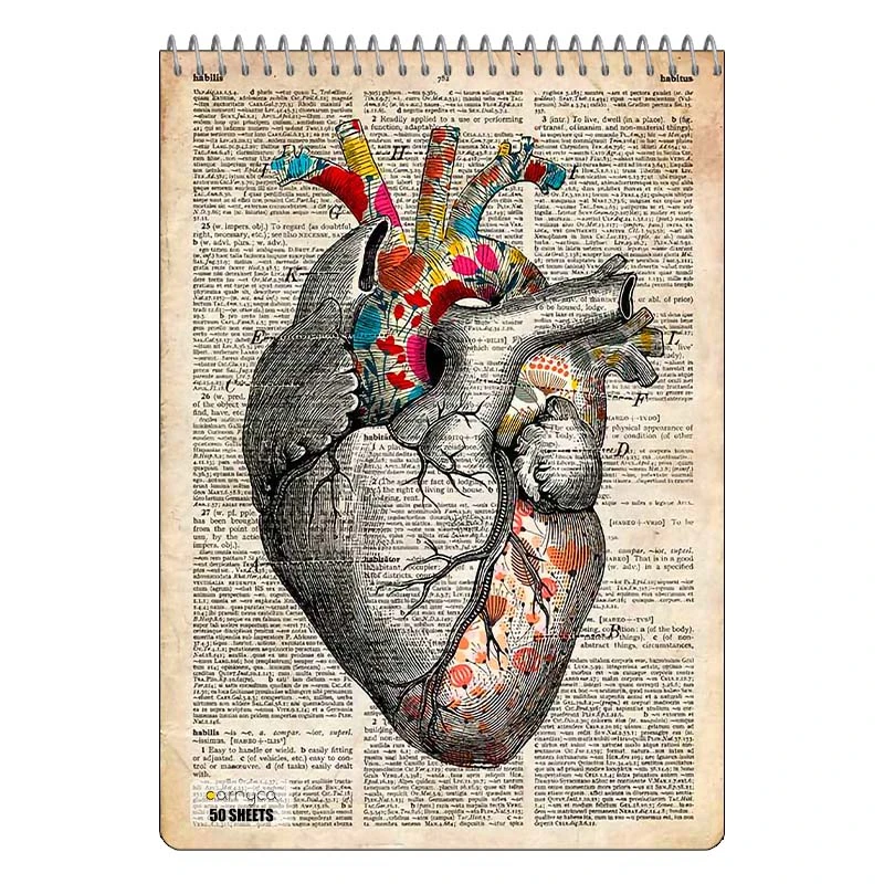 دفتر نقاشی 50 برگ سیمی کارنیکا طرح روزنامه وینتج قلب Vintage Newspaper Heart کد 93181