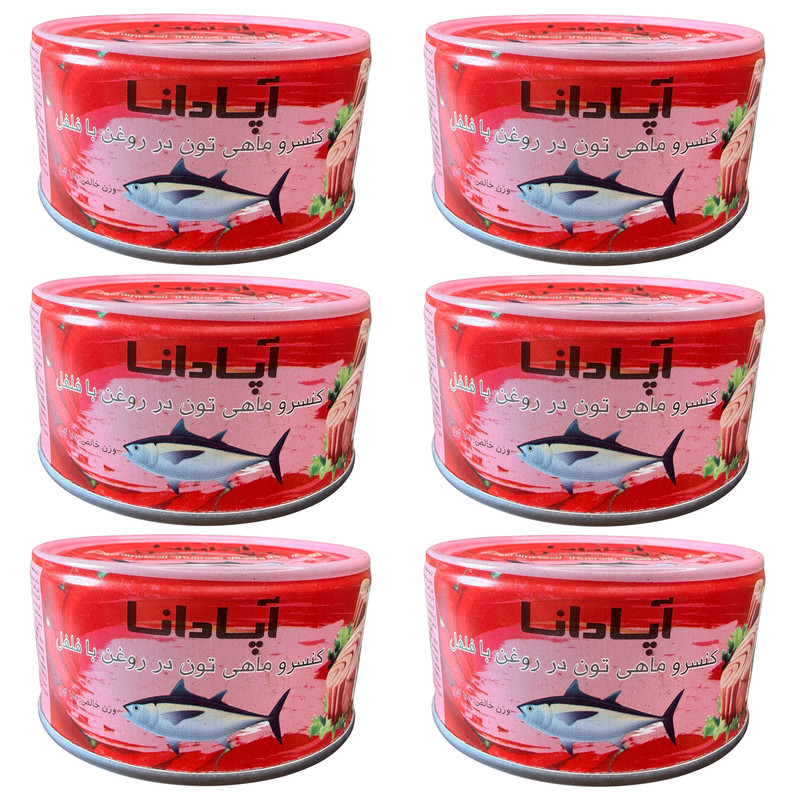 کنسرو ماهی تون در روغن و فلفل آپادانا - ۱۸۰ گرم بسته ۶ عددی