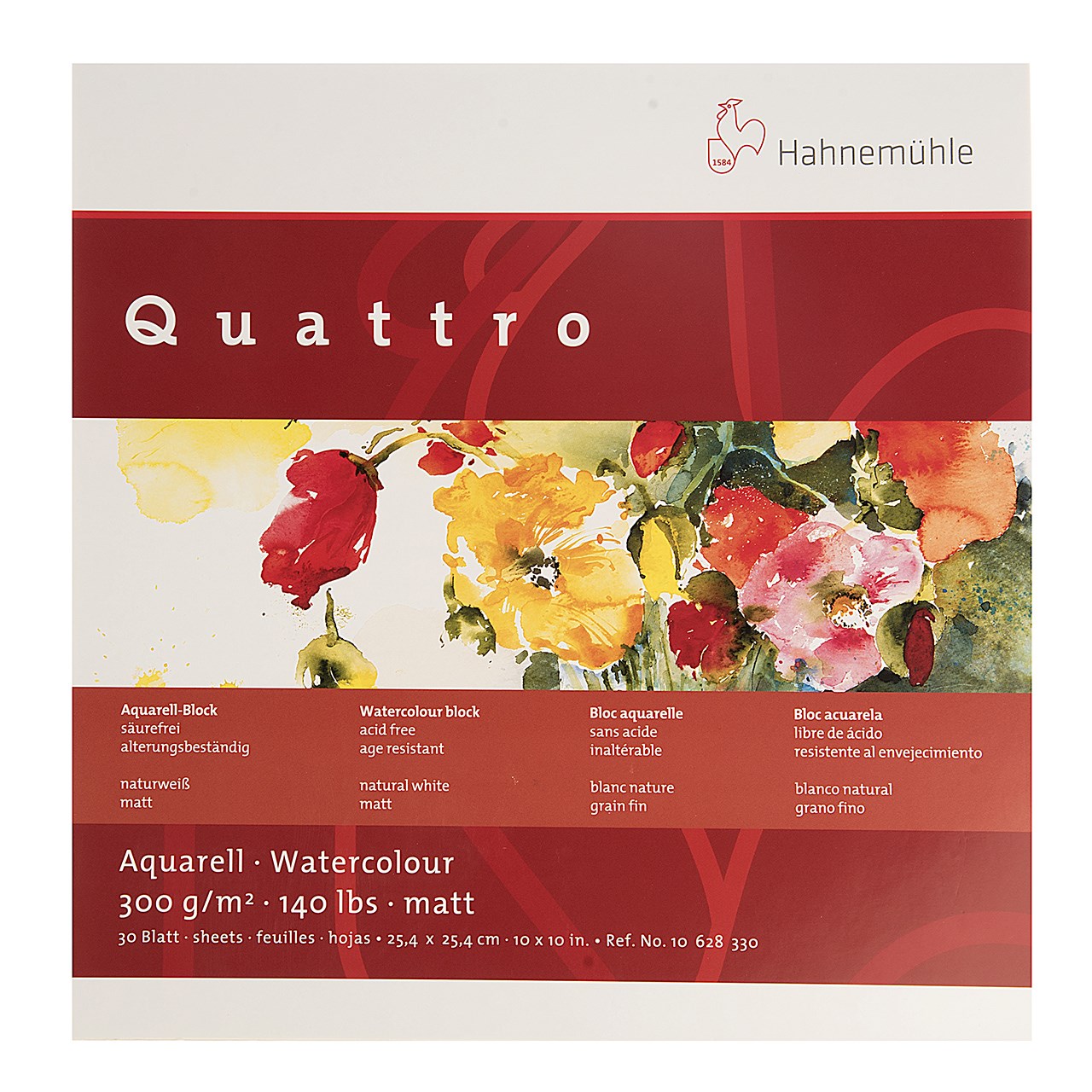 بوم آبرنگ دفترچه‌ای هانه موله مدل Quattro سایز 25.4 × 25.4 سانتی‌متر 30 برگ