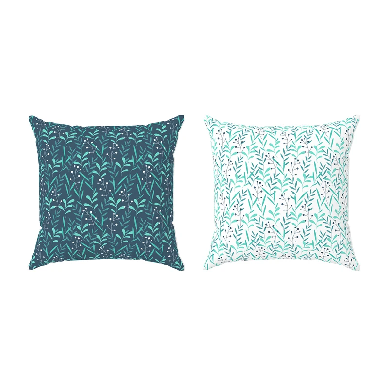 کاور کوسن مدل مخمل طرح برگ کد 5208-5207 مجموعه دو عددی