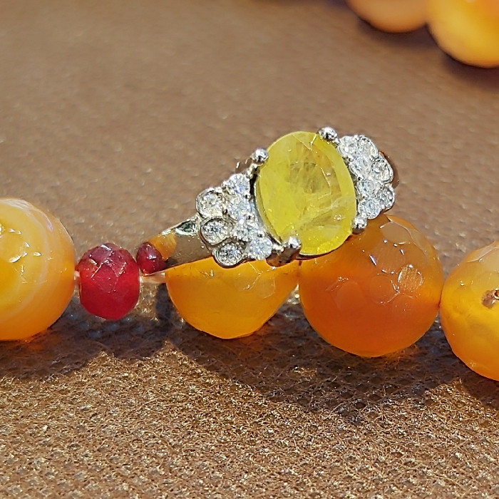 انگشتر نقره زنانه مدل سنگ یاقوت زرد آفریقایی کد 4009