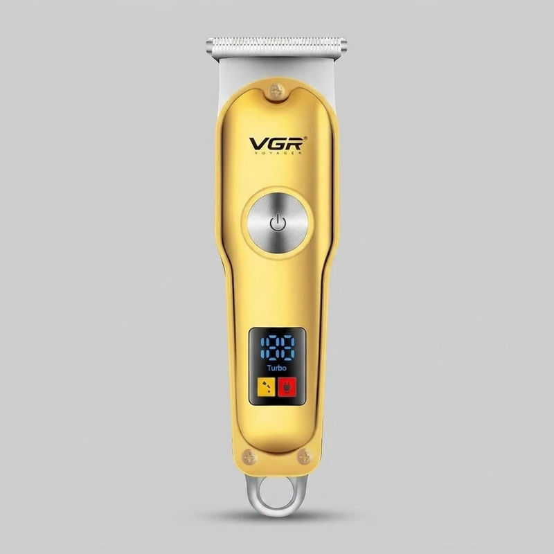 ماشین اصلاح موی صورت و بدن وی جی ار مدل V_290 با تیغه کروم و تیتانیوم خودتیز شونده، باتری لیتیوم یونی شارژی با 120 دقیقه استفاده، قابلیت تنظیم سرعت و وزن 120 گرم