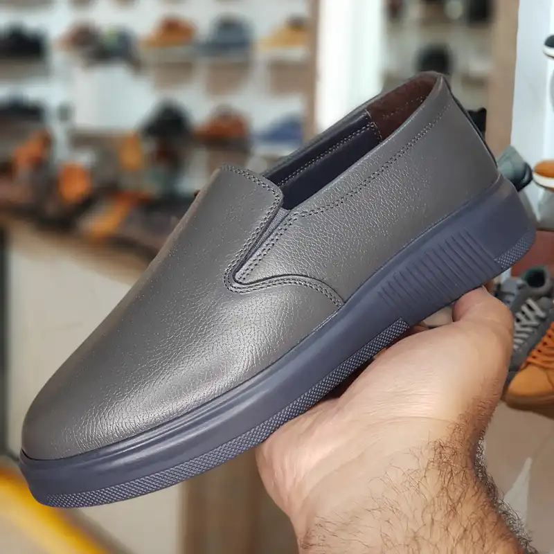 کفش روزمره زنانه مدل چرم طبیعی کد 00179t.k رنگ طوسی