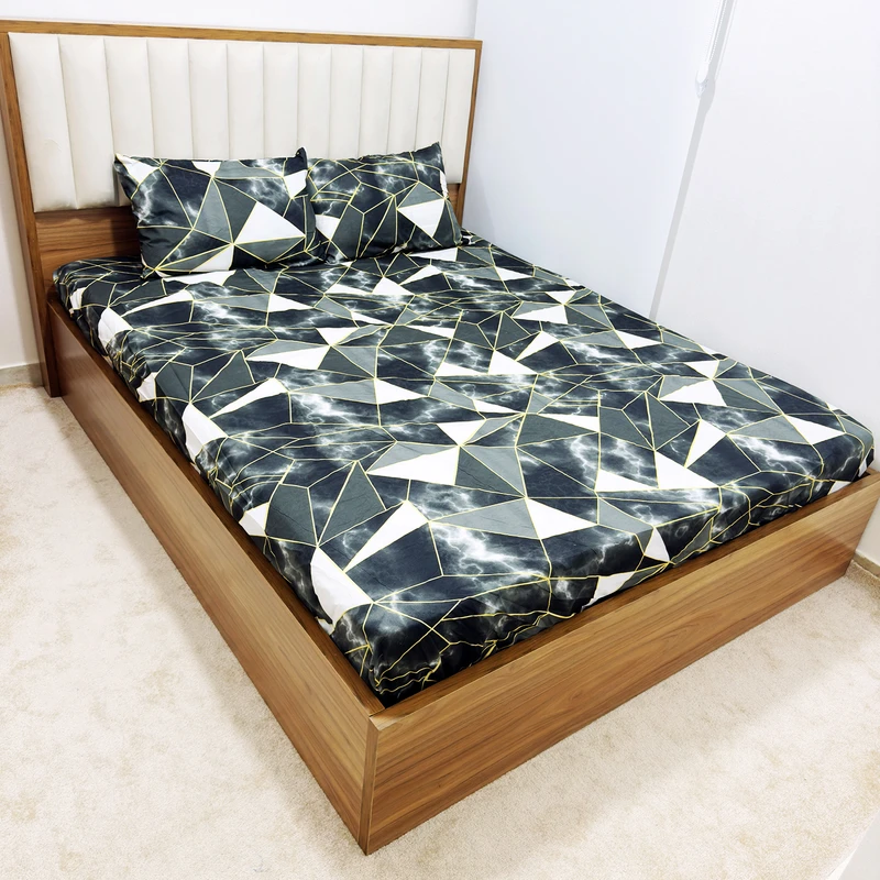 سرویس ملحفه ناتوسا مدل هندسی کد 140 دو نفره سه تکه