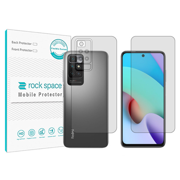 محافظ صفحه نمایش شفاف راک اسپیس مدل HyGEL مناسب برای گوشی موبایل  شیائومی Redmi 10   به همراه محافظ پشت