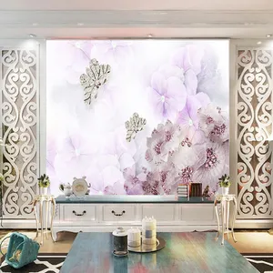 پوستر دیواری سه بعدی مدل گل نگینی بنفش DRVF1220