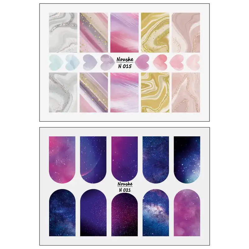برچسب لنز ناخن مدل کهکشانی و مرمری کد N015-N021 مجموعه 2 عددی